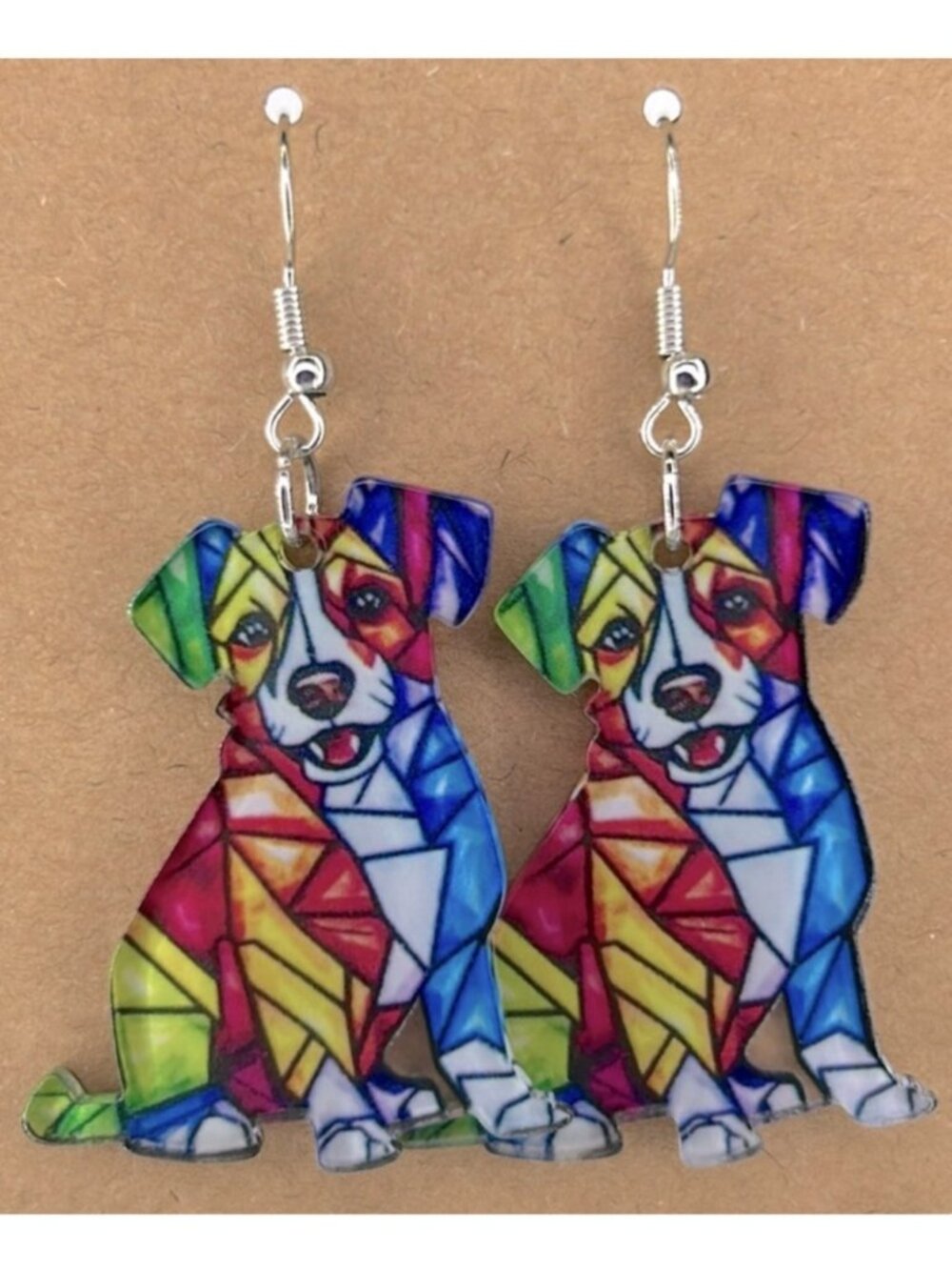 Colorful Dog Dangle Earrings Acrylic 2D Fashion Jewelry
